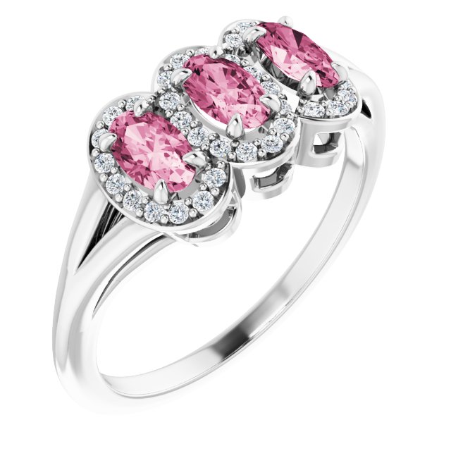 Platinum Natural Pink Tourmaline & 1/6 CTW Natural Diamond Ring